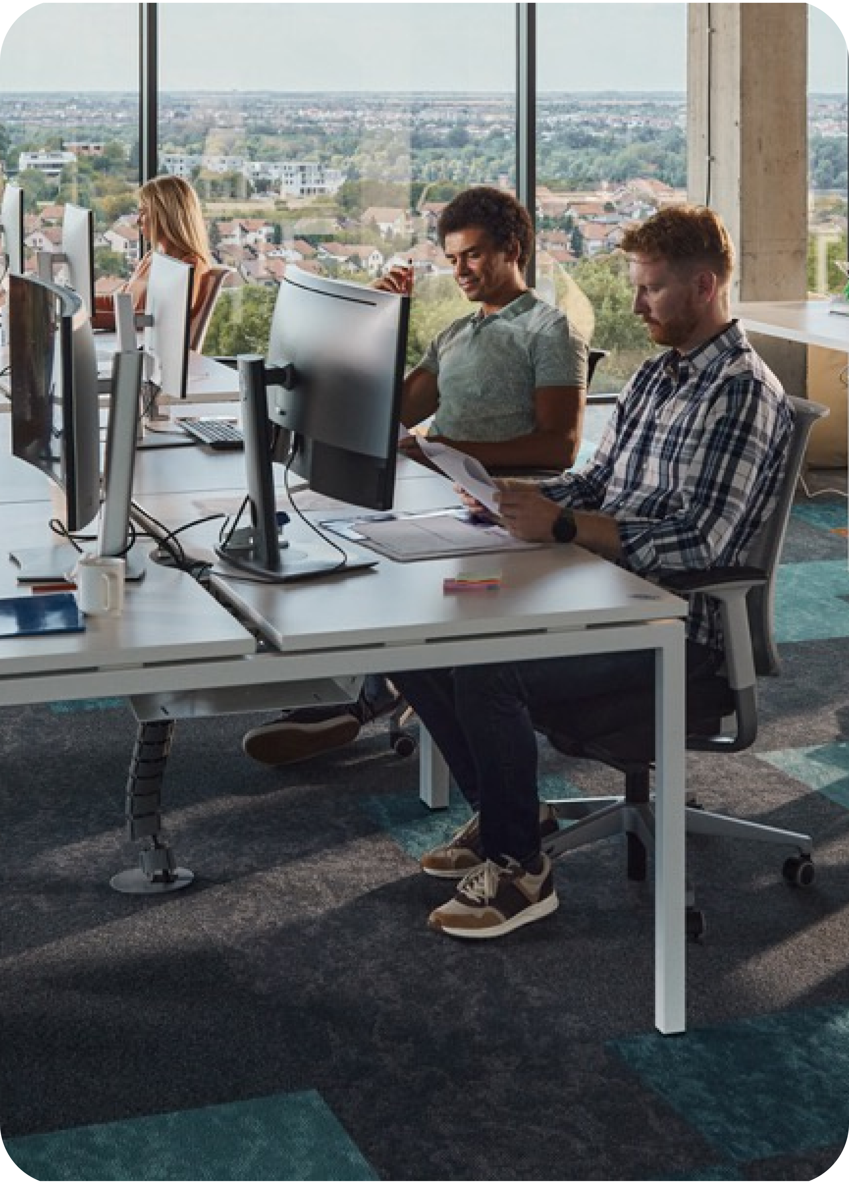 People working in a modern office